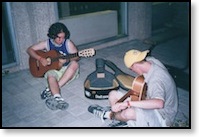 Jammin at V1 with Jer during frosh week, 2002